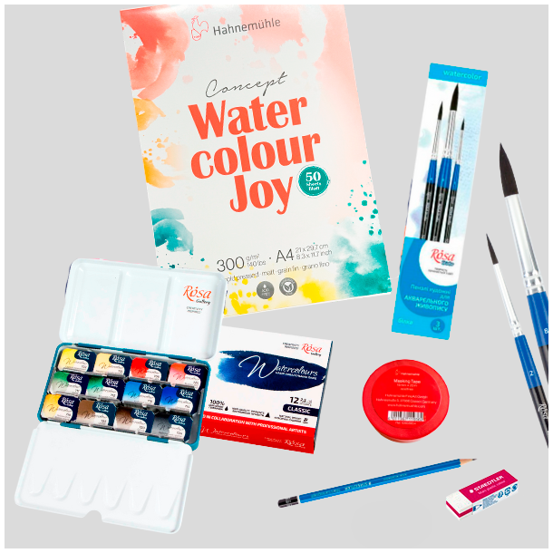 Rosa Basis Akvarel Pakke