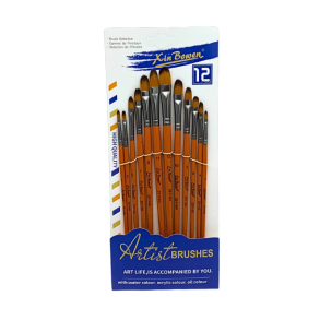 Artist Brushes 12-Pak, Orange Skaft - Oval