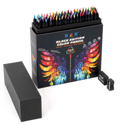 H&B Black Edition Oliebaserede Farveblyanter m. Viskelder &amp; Blyantspidser - 120-stk.