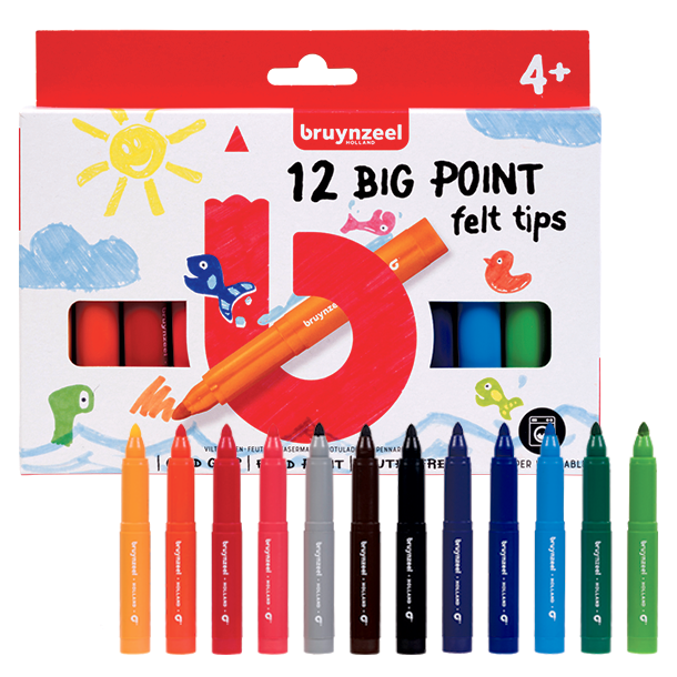  Bruynzeel Big Point Filtspids Tuscher, 12-pak