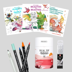 Pop Manga Malebogspakke + 60 Mobee Dual Tip Brush pens + Gelly Roll