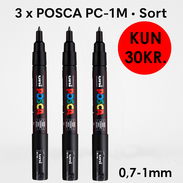 3 x Posca PC-1M - Black