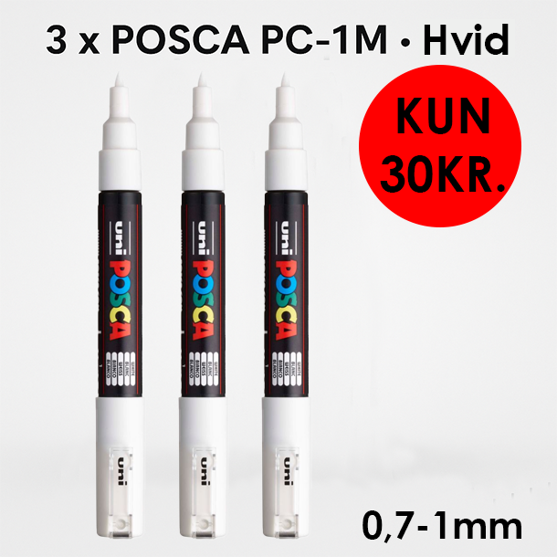 3 x Posca PC-1M - White