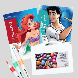 Disney Paint-by-Number - prinsesser og prinser - 48 stk. Akryltusch Pakke