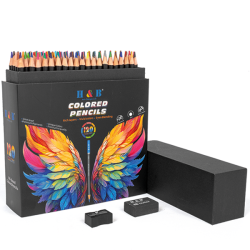 H&B Oliebaserede Farveblyanter m. Viskelder &amp; Blyantspidser - 120-stk.
