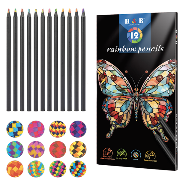 H&B Regnbue Farveblyanter 12-stk.