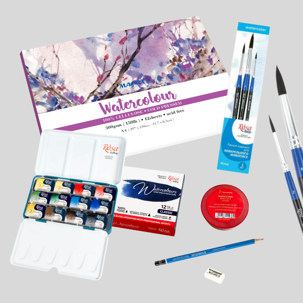 Rosa Basis Akvarel Pakke