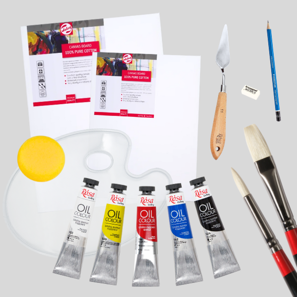 Rosa Deluxe Oliemaling Pakke