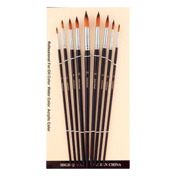 Artist Brush Langskaftet Pensels�t 9-Pak - Sort, Rund