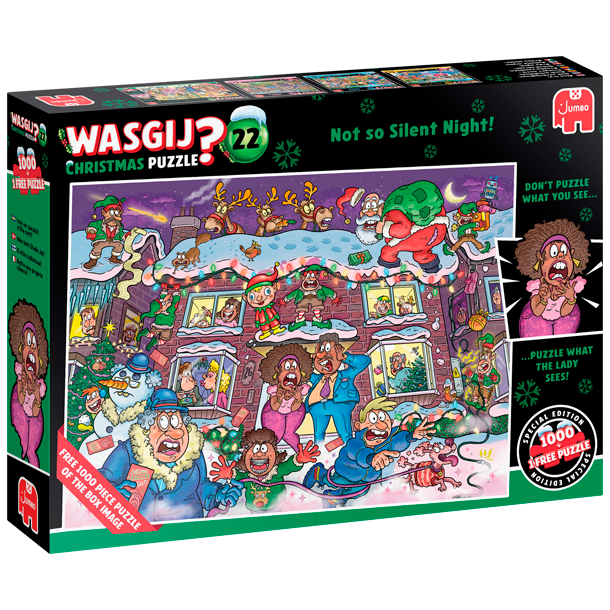 NYHED! Puslespil Wasgij Christmas 22 "Not so Silent Night!" 2x1000 Brikker