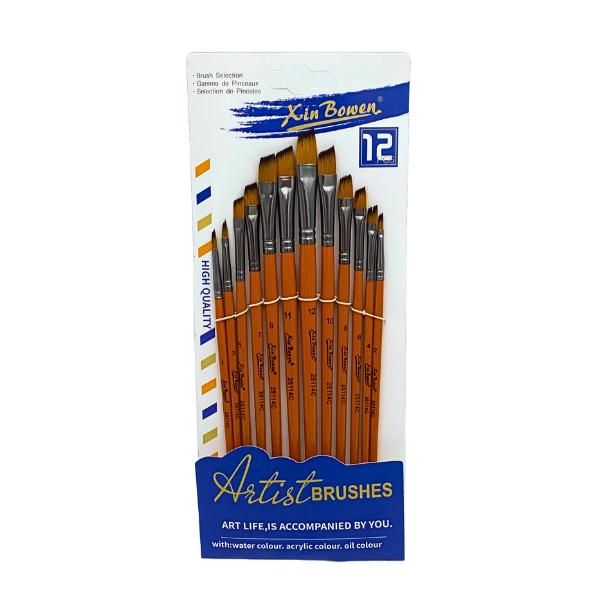 Artist Brushes 12-Pak, Orange Skaft - Skrskret