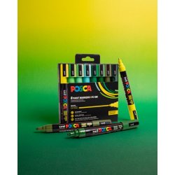 NYHED! POSCA PC-5M 1,8 - 2,5 mm Green Set 8-Pak