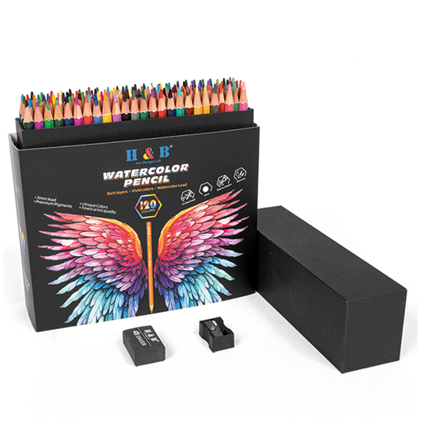 H&B Akvarelblyanter m. Viskelder &amp; Blyantspidser - 120-stk.