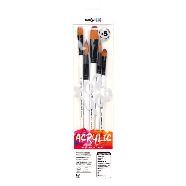 Darwi Acrylic Pensels�t 5-Pak Mix 8,10,12,16,18